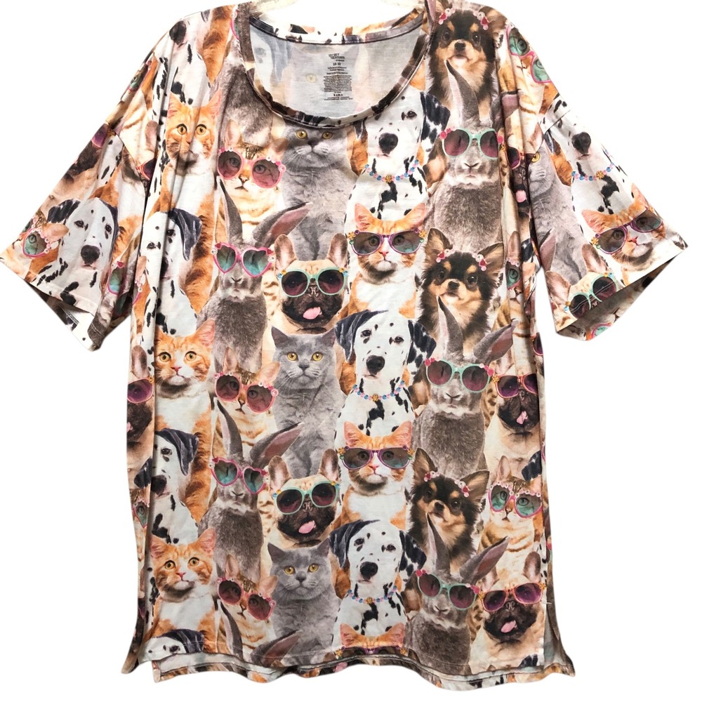Secret Treasures Womens 2X-3X Animal Sunglasses Print Sleep Shirt Multi